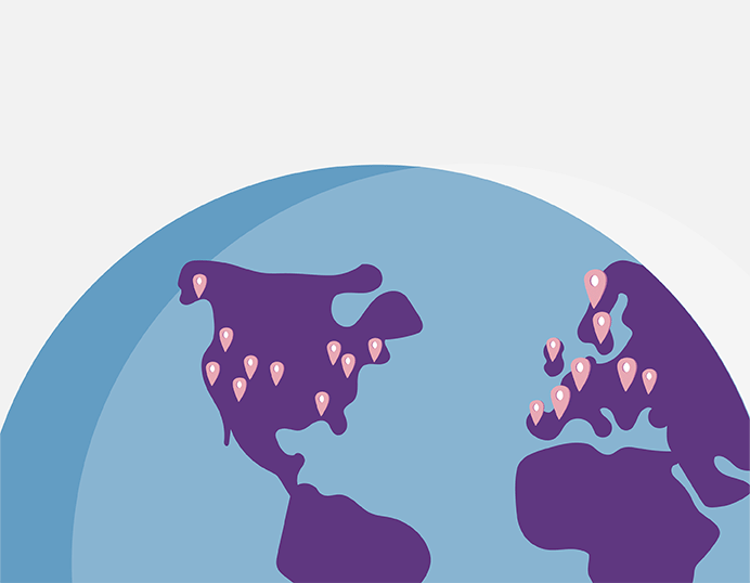 Weltkarte mit Lenire Behandlern