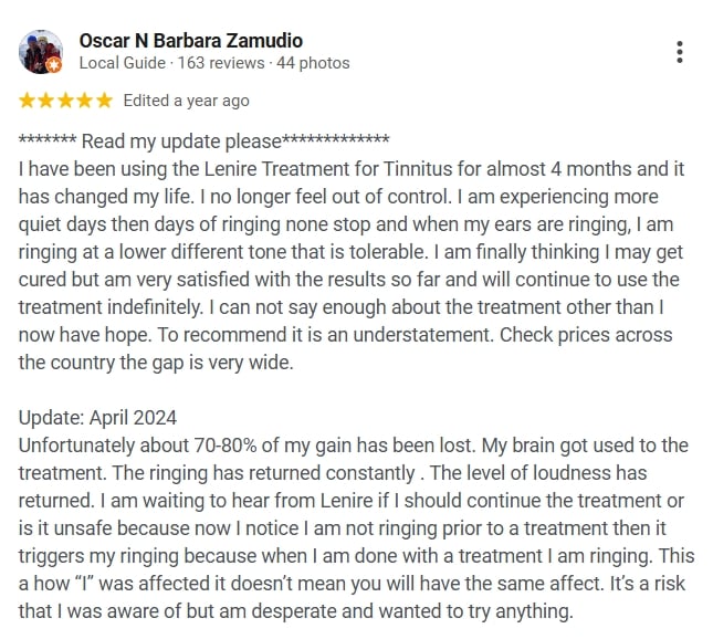 5 Star Google Review for Lenire from Oscar and Barbara Zamudio